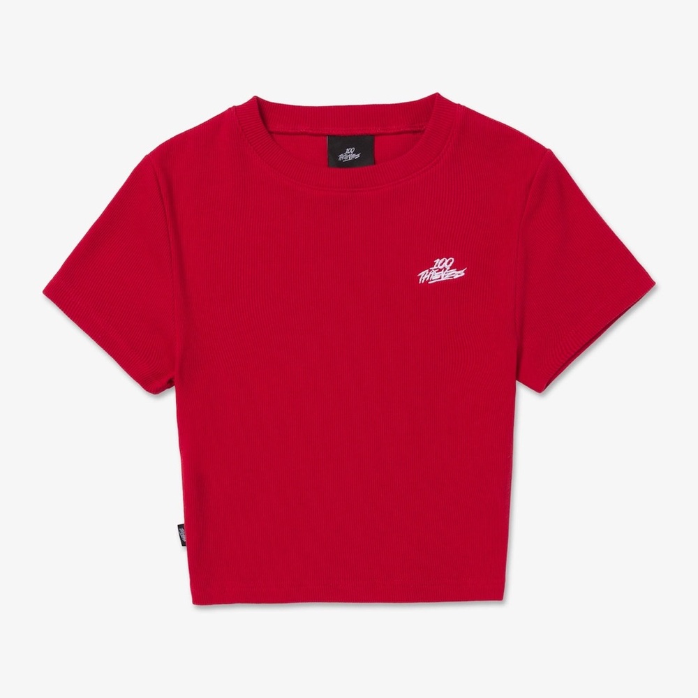 100Thieves FOUNDATIONS FW'24 WOMEN'S CROPPED T-SHIRT - RED Small